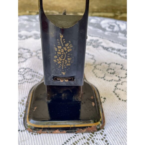 Antique 1910 Gem Postal Scale Tin Black Toleware Flowers - Picture 10 of 12